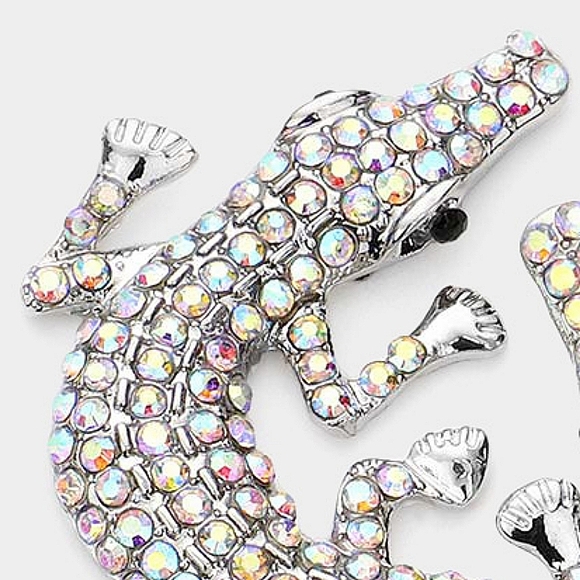 Abalone Alligator Crocodile Earrings Crystal Style Statement Fashion Jewelry - Picture 2 of 2